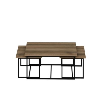 Table basse gigogne minimaliste effet noyer (lot de 3) JENA