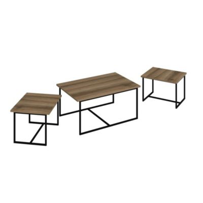 Table basse gigogne minimaliste effet noyer (lot de 3) JENA