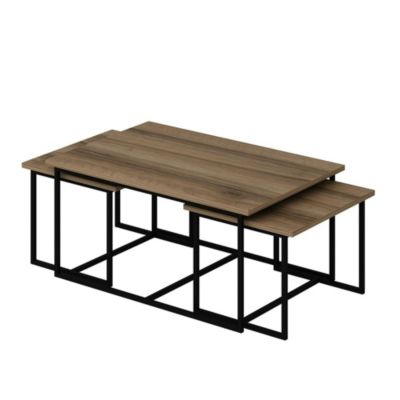 Table basse gigogne minimaliste effet noyer (lot de 3) JENA