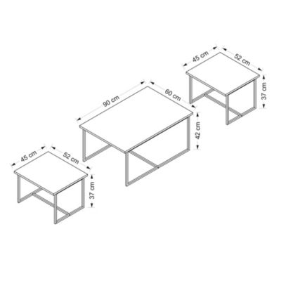 Table basse gigogne minimaliste effet noyer (lot de 3) JENA
