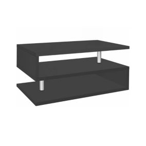 Table basse Goffredo, Table basse de salon, Meuble de rangement bas, Table basse, 90x55h41 cm, Anthracite