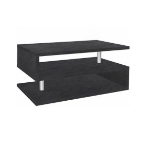 Table basse Goffredo, Table basse de salon, Meuble de rangement bas, Table basse, 90x55h41 cm, Ardoise