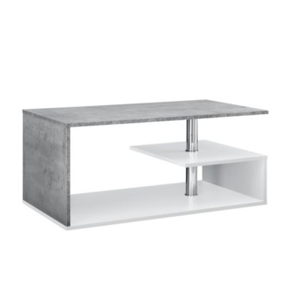 Table Basse Haarlem 90 x 50 x 41 cm Blanc Effet Béton en.casa