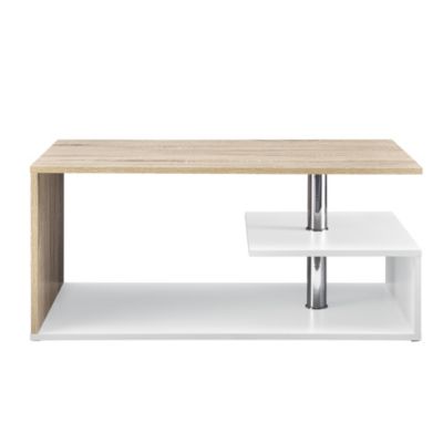 Table Basse Haarlem 90 x 50 x 41 cm Blanc Effet Chêne en.casa