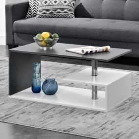 Table Basse Haarlem 90 x 50 x 41 cm Blanc Gris foncé en.casa