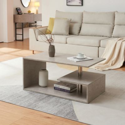 Table basse Haarlem 90 x 50 x 41 cm effet béton clair en.casa