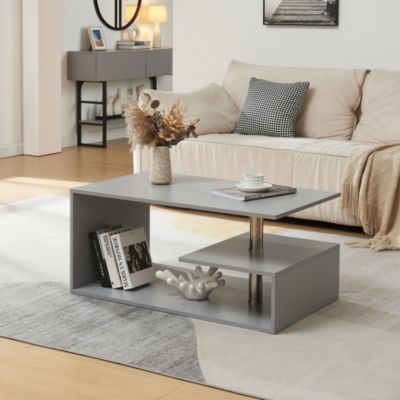 Table basse Haarlem 90 x 50 x 41 cm gris clair en.casa