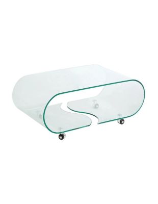 Table basse HOLOW avec roulettes  Table basse design asymétrique en verre trempé