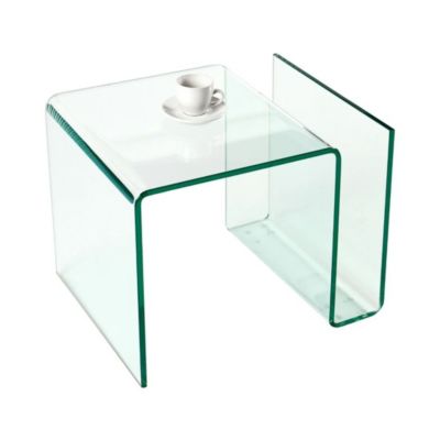 Table basse HOLOW en verre trempé  Table basse design asymétrique transparente