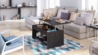 Table basse KAREL avec plateau relevable 100x50x44 chêne gris cendré TALESA