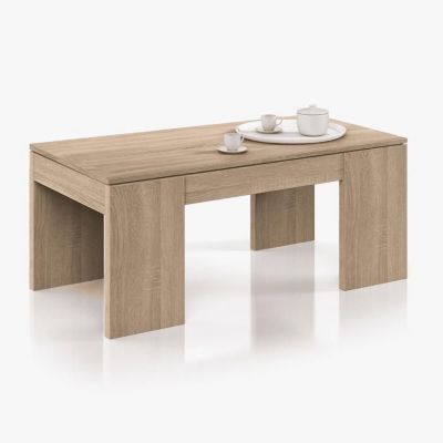 Table basse - Kendra - 100 x 50 x 43 cm - Panneau relevable - Chêne
