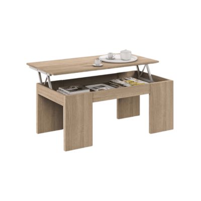 Table basse - Kendra - 100 x 50 x 43 cm - Panneau relevable - Chêne