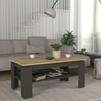 Table basse Krirdfjos 110 x 60 x 47 cm anthracite effet chêne saphir  en.casa