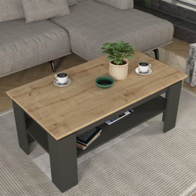 Table basse Krirdfjos 110 x 60 x 47 cm anthracite effet chêne saphir  en.casa