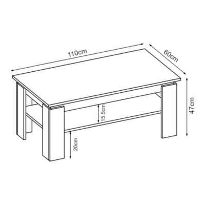 Table basse Krirdfjos 110 x 60 x 47 cm anthracite effet chêne saphir  en.casa