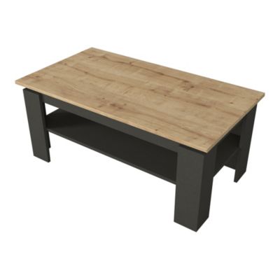 Table basse Krirdfjos 110 x 60 x 47 cm anthracite effet chêne saphir  en.casa