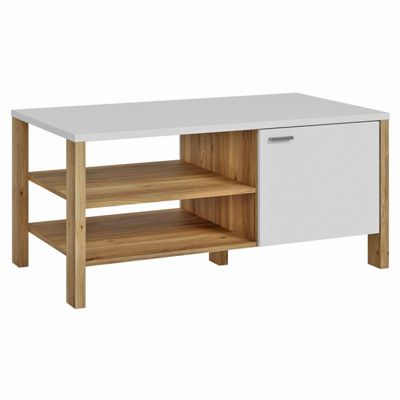 Table basse L. 110 cm avec décor gris clair et chêne - DEVONNE