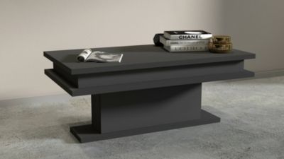 Table basse Léon, Table basse de salon, Meuble bas de rangement, Table basse, 100x55h42 cm, Anthracite