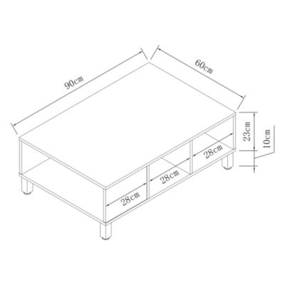 Table basse Leppävirta avec 3 compartiments de rangement 33 x 90 x 60 cm effet bois de pin  anthracite en.casa