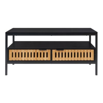 Table basse Luniehti 100 x 40 x 48 cm noir naturel en.casa