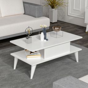 Table basse Melhus avec espace de rangement 40 x 90 x 45 cm blanc en.casa