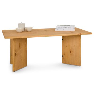 Table basse MESA pour salon en bois massif finition laquée, Design rectangulaire moderne, Pieds angulaires, 110 x 45 x 60 cm