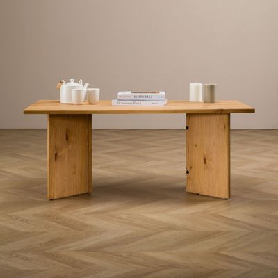 Table basse MESA pour salon en bois massif finition laquée, Design rectangulaire moderne, Pieds angulaires, 110 x 45 x 60 cm