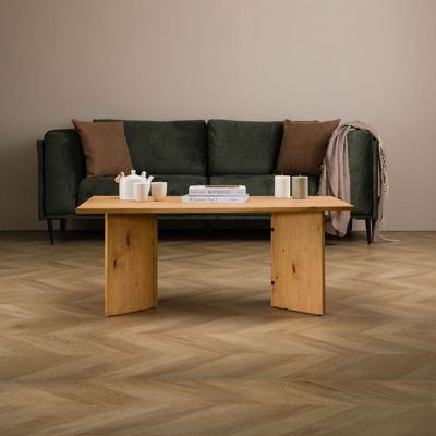 Table basse MESA pour salon en bois massif finition laquée, Design rectangulaire moderne, Pieds angulaires, 110 x 45 x 60 cm