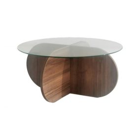 Table basse Metis, Table basse, Porte-revues pour canapé, Etagère de salon, 75x75h35 cm, Noyer