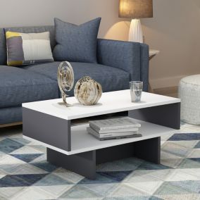 Table basse Mjölby avec espace de rangement 37 x 80 x 45 cm blanc  anthracite en.casa