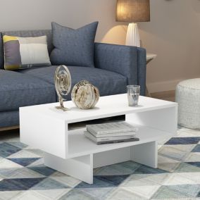 Table basse Mjölby avec espace de rangement 37 x 80 x 45 cm blanc en.casa