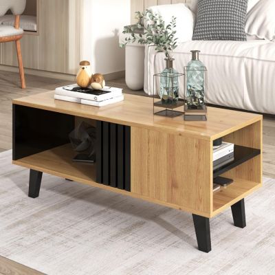 Table Basse Moderne en Couleur Naturelle Meuble de Salon, Table Basse ...