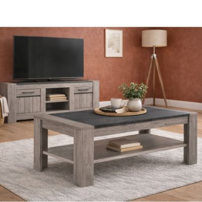 Table basse moderne rectangle grise MAYA