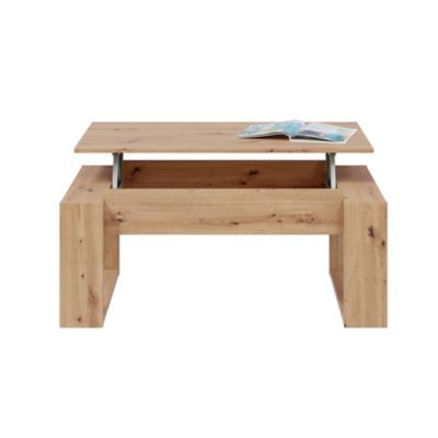 Table basse modulable en mélamine coloris chêne - Hauteur 45 x Longueur 105 x Profondeur 55 cm