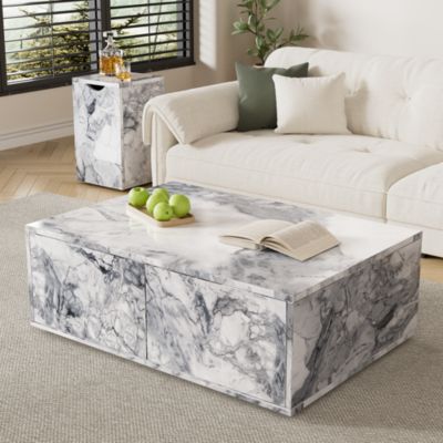 Table basse modulaire moderne effet marbre salon table d appoint set de ...