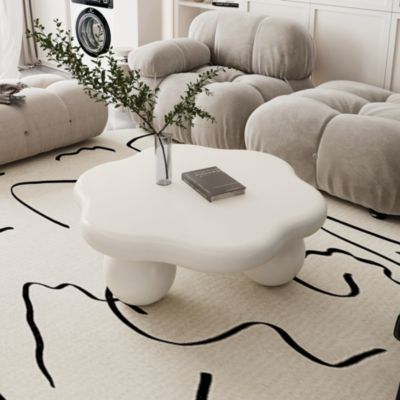 Table basse nuage 80 cm en MDF crème minimaliste