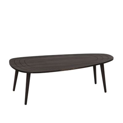 Table basse organique en bois massif Gris foncé, L. 115 x l. 50 x H. 38 cm, THÉODORE