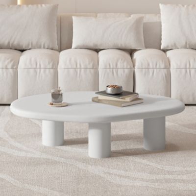 Table basse organique en fibre de ciment écru 120cm RITA