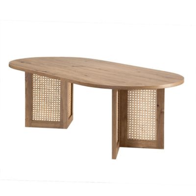Table basse ovale avec piètements rotin L120 cm - TALIA