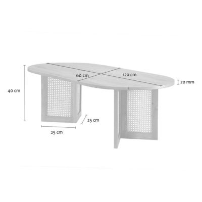 Table basse ovale avec piètements rotin L120 cm - TALIA