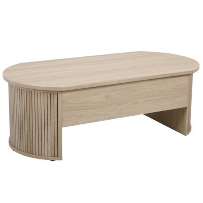 Table basse ovale avec plateau relevable effet bois clair  Oviala