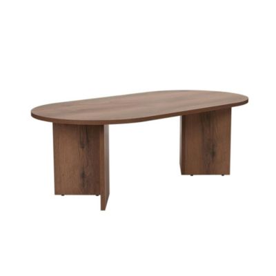 Table basse ovale effet noyer foncé pieds en V MARFA