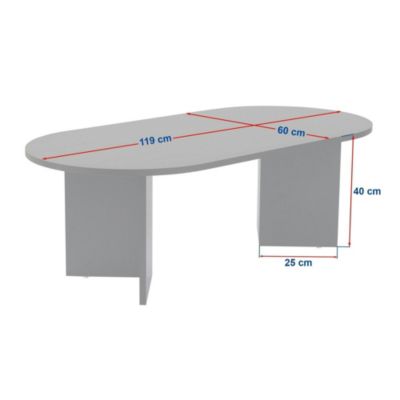 Table basse ovale effet noyer foncé pieds en V MARFA