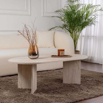 Table basse ovale en aggloméré Sable