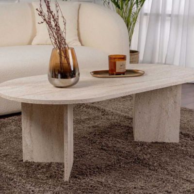 Table basse ovale en aggloméré Sable