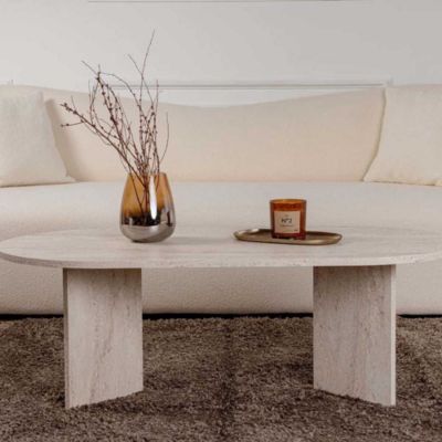 Table basse ovale en aggloméré Sable