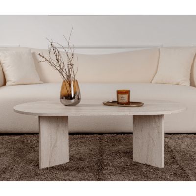 Table basse ovale en aggloméré Sable
