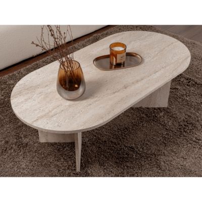 Table basse ovale en aggloméré Sable