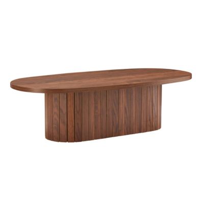 Table basse ovale en mélaminé bois foncé  Oviala