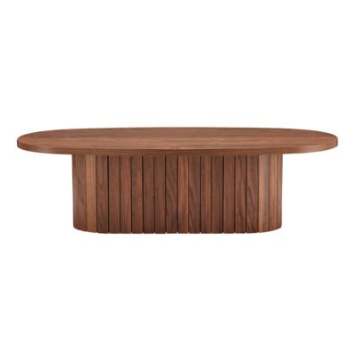 Table basse ovale en mélaminé bois foncé  Oviala